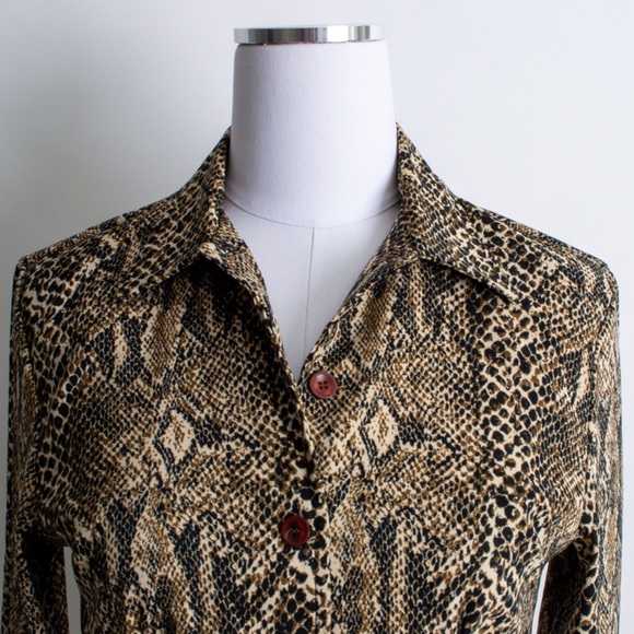 Vintage 90’s Snakeskin Print Long Sleeve Top - Picture 4 of 5